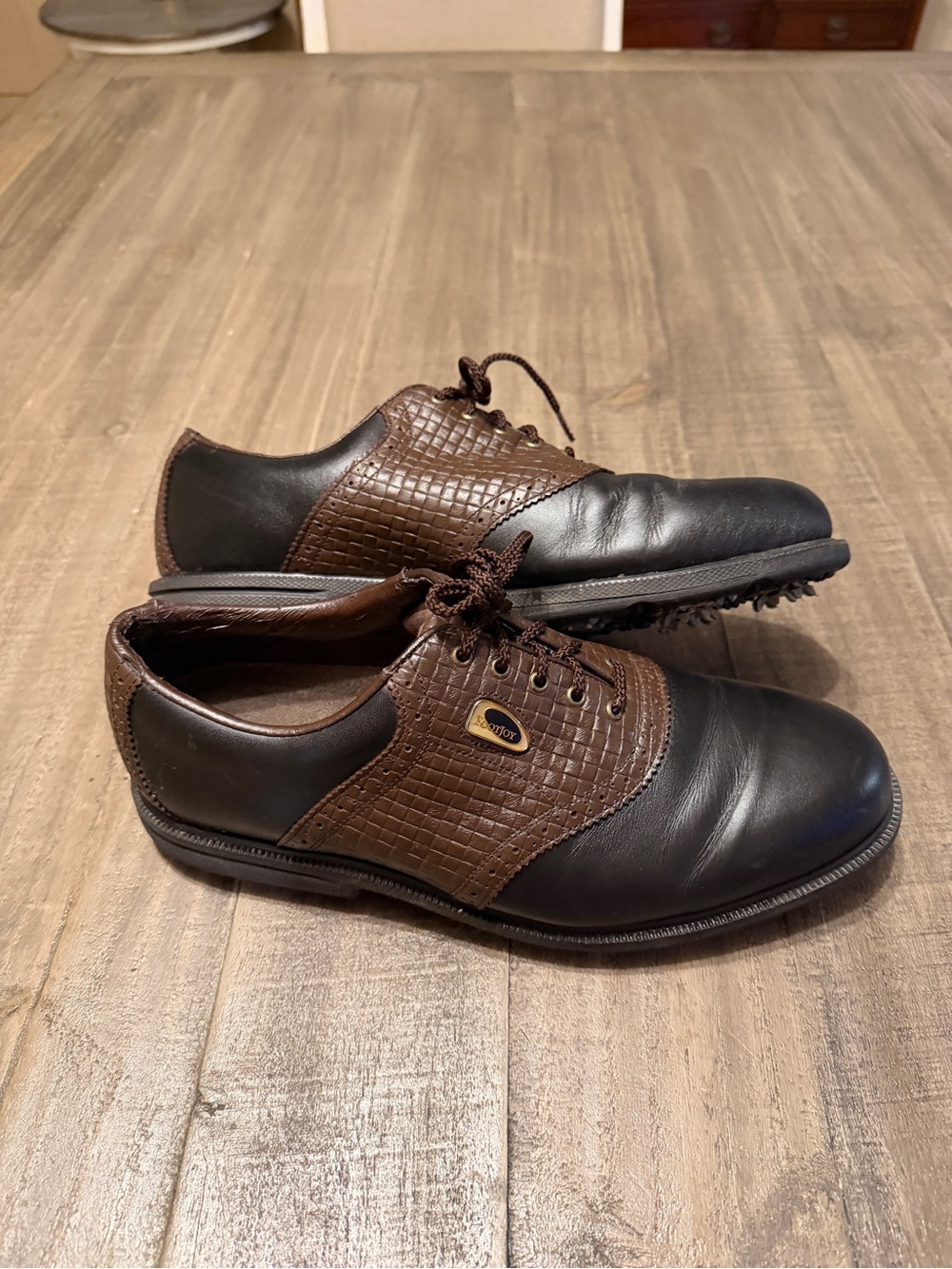 FootJoy Classics Size 11 Black Croc Saddle Golf Shoes VTG
